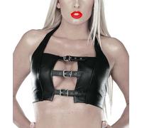 Ledapol - Vrai Cuir Bustier / Top Avec Col Halter Dans Diverses Couleurs