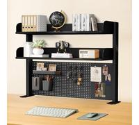 LEDBEL Organisateur de Bureau contraignable de 100 cm, Grille de Rangement surdimensionnée à 3 Couches avec 20 Accessoires pour bureaude Bureau, Mur de Jeu, Mur à Outils (Black 100cm)