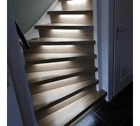 LEDChampion Lampe d'escalier LED avec détecteur de mouvement, lumière blanche brillante/blanche neutre 4000K, 50 cm, set complet pour 10 marches, télécommande à 3 boutons
