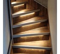 LEDChampion Lampe d'escalier LED avec détecteur de mouvement, lumière blanche chaude 2700 K, 50 cm, set complet pour 10 marches, sans télécommande