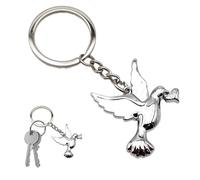 Leddy Living Porte-clés Colombe de la Paix 8,5 cm Métal chromé - Symbole d'amour et d'harmonie avec coeur LOVE, idée cadeau élégante et significative