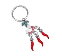 Leddy Living Porte-clés italien tricolore avec pendentifs cornetto porte-bonheur - Amulette Scaramantico Cornicello italien pour homme et femme - Symbole de chance et tradition, multicolore, 9,5 cm