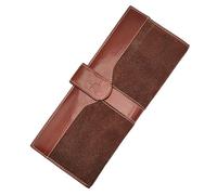 Leddy Living Portefeuille long homme en daim véritable fabriqué à la main en Italie avec 6 fentes pour cartes, compartiment chèques et 4 poches pour billets, fermeture avec bouton élégant artisanal