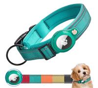 Ledeak Collier Airtag pour Chien, Étanche Réfléchissant Réglable Tactique Collier Chien AirTag, Nylon Collier Large Chien Rembourré avec Support AirTag pour Petits Moyens Grands Chiens (Cyan, M)