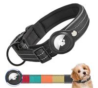 Ledeak Collier Airtag pour Chien, Étanche Réfléchissant Réglable Tactique Collier Chien AirTag, Nylon Collier Large Chien Rembourré avec Support AirTag pour Petits Moyens Grands Chiens (Noir, S)