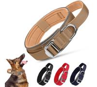 Ledeak Collier Chien Tactique, Réglable Nylon Collier pour Chien, Réfléchissant Néoprène Doux Collier Anti Stress Chien avec Boucle Métallique Portable pour Moyens et Grands Chiens (Kaki, XL)
