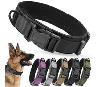 Ledeak Collier Tactique Chien, Nylon Réglable Polypropylene Collier pour Chiens avec Boucle de Sécurité, Durable Doux Anti Stress Tactical Dog Collar pour Moyens Grands Chien (Noir, L)