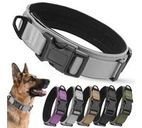 Ledeak Collier Tactique Chien, Nylon Réglable Polypropylene Collier pour Chiens avec Boucle de Sécurité, Durable Doux Anti Stress Tactical Dog Collar pour Moyens Grands Chien (Gris, L)