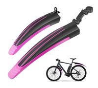 Ledeak Ensemble de garde-boue de vélo portable et réglable pour vélo de route, VTT, vélo de route, vélo de route, garde-boue avant et arrière, rose