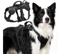 Ledeak Harnais Chien Anti Traction, Harnais pour Chien Anti-Fugue, Gilet Réfléchissant Réglable avec Attache Devant et Poignée Contrôle, Arnet pour Chiens de Grande et Moyenne Taille (Noir, L)