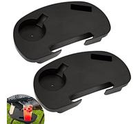 Ledeak Lot de 2 Plateau Latérales de Chaise, Porte-gobelet Ovale Zéro Gravité avec Emplacement pour Appareil Mobile et Plateau à Goûter, Porte-Gobelet pour Chaise pour Camping Jardin Boisson