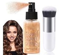 Ledeak Spray Paillette Corps, Huile Pailletée pour le Corps, Rapide Glitter Spray avec un Pinceau de Maquillage, Maquillage Paillette Glitter Makeup, Body Shimmer Oil Pour Visage (Or Rose)