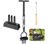 Ledebouk Aérateurs de Gazon Manuels pour Noyau de Sol, Aérateur de Pelouse pour Déchaumer la Pelouse avec 3 Pointes, Aérateur Gazon Aerateur Manuel pour l'entretien du Jardin et de la Cour, 110CM