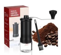 Ledebouk Moulin à café manuel, Moulin manuel café, Broyeur Conique en Céramique de Haute Précision, avec Récipient De Stockage Et Brosse de Nettoyage, pour French Press et cafetière à moka