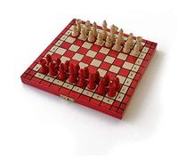 LEDELIRANT - Jeu d’Échecs 20×20 cm en Bois - Échiquier Pliable Compact avec Coffret - Ensemble Artisanal en Bois - Jeu de Voyage et Initiation (Rouge)