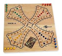 LEDELIRANT - Jeu de Tock XL à 4 Joueurs - Inclus 54 Cartes CARTATOC - Fabrication Artisanale en Bois d’Hévéa Massif - Marque Française - à Partir de 6 Ans - Plateau Refermable.