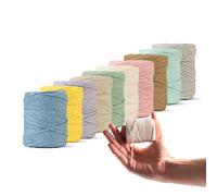 LEDENT Corde à macramé (1mm, 10x65m, Set 10 Couleurs) - Corde à Double Torsion pour macramé en 100% Coton recyclé - Set de 10 Petits Rouleaux aux Tons de Terre