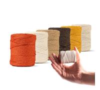 LEDENT Corde à macramé (1mm, 6x65m, Set 6 Couleurs) - Corde à Double Torsion pour macramé en 100% Coton recyclé - Set de 6 Petits Rouleaux aux Couleurs Pastel