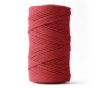 Ledent Corde à macramé (3mm, 120M, Rouge) - Double Torsion en 100% Coton recyclé pour des projets créatifs