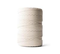 LEDENT Corde à macramé (3mm, Rouleau XL 500M, Naturel écru) - Double Torsion en 100% Coton recyclé pour des projets créatifs, décoration et Bricolage - 500M à Une pièce