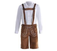 Lederhosen Men - Pantalon en cuir allemand pour homme, tenue Oktoberfest - Genou marron clair, marron, 3XL