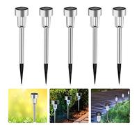 LEDGLE Lampe Solaire Exterieur Balise Solaire de Jardin, Eclairage Blanc Jour, IP44 Etanche (Lot de 5)