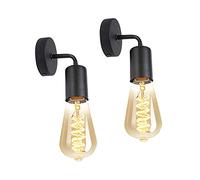 LEDGM 2 Pack Applique Murale Edison Rétro Lampe Murale Vintage Industrielle en Métal Éclairage Industriel Mural Intérieur pour Salon Couloir Chambre Bar Restaurant Café, Douille d'Ampoule E27, Noir