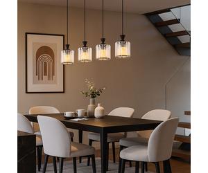 LEDHängeleuchte 4-Flammig Kristalllampe Lampe à suspendre de salle à manger noire, métal, 4x E27 LED blanc chaud, LxBxH 86x13x120 cm