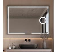LEDIMEX - Miroir de salle de bain avec lumière | Grand miroir de salle de bain LED antibuée et lumière triled (chaud, neutre et froid) | Miroir mural carré 90 x 80 cm | Série Malta | Couleur chrome