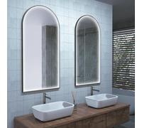 LEDIMEX - Miroir de salle de bain avec lumière | Grand miroir LED anti-buée et lumière triled (chaud, neutre et froid) | Miroir mural chapelle 110 x 60 cm | Série Roma | Noir mat