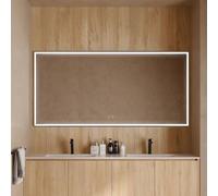 Ledimex - Miroir de salle de bain avec lumière LED et anti-buée 140 x 60 cm | Miroir de salle de bain avec lumière avant bi-LED (chaud, neutre et froid) | Miroir mural rectangulaire avec cadre sablé