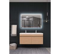 Ledimex Miroir de Salle de Bain LED carré 90 x 80 cm Éclairage LED avec IRC >80 - Capteur Anti-buée - Capteur on/Off - Lumière Froide - Modèle Hollande