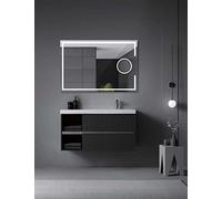 Ledimex - Miroir de salle de bain LED carré avec miroir grossissant x5 - 90 x 80 cm - Illuminé par LED avec IRC > 80 - Capteur anti-buée - Capteur on/off triled - Modèle Malta