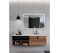 Ledimex Miroir de Salle de Bain LED carré - Mesure 100 x 80 cm - Éclairage LED avec IRC >80 - Capteur Anti-buée - Capteur on/Off - Triled - Modèle Suisse