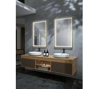 LEDIMEX Miroir lumière périmétrique intégrée Cadre Ability Or brossé 100 x 80