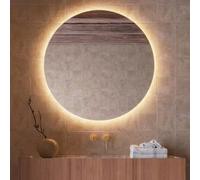 LEDIMEX - Miroir rond de salle de bain avec lumière LED rétroéclairé 70 cm | Miroir mural intelligent avec lumière chaude 3000 K sans cadre pour meuble de salle de bain | Série Porto