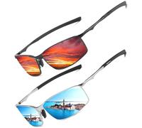 LEDING&BEST Lunettes de soleil Pilote polarisées hommes femmes Extérieur Léger Cadre métallique Pêche Golf Conduite Élégant Rétro lunettes Anti-Reflets Cat 3 CE