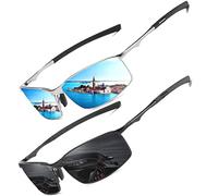 LEDING&BEST Lunettes de soleil Pilote polarisées hommes femmes Extérieur Léger Cadre métallique Pêche Golf Conduite Élégant Rétro lunettes Anti-Reflets Cat 3 CE