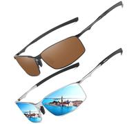 LEDING&BEST Lunettes de soleil Pilote polarisées hommes femmes Extérieur Léger Cadre métallique Pêche Golf Conduite Élégant Rétro lunettes Anti-Reflets Cat 3 CE