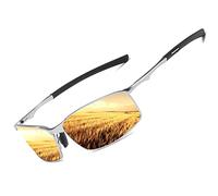 LEDING&BEST Lunettes de soleil Pilote polarisées hommes femmes Extérieur Léger Cadre métallique Pêche Golf Conduite Élégant Rétro lunettes Anti-Reflets Cat 3 CE