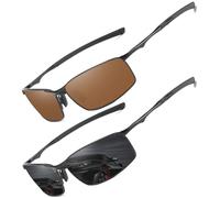 LEDING&BEST Lunettes de soleil Pilote polarisées hommes femmes Extérieur Léger Cadre métallique Pêche Golf Conduite Élégant Rétro lunettes Anti-Reflets Cat 3 CE