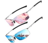 LEDING&BEST Lunettes de soleil Pilote polarisées hommes femmes Extérieur Léger Cadre métallique Pêche Golf Conduite Élégant Rétro lunettes Anti-Reflets Cat 3 CE