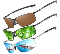 LEDING&BEST Lunettes de soleil Pilote polarisées hommes femmes Extérieur Léger Cadre métallique Pêche Golf Conduite Élégant Rétro lunettes Anti-Reflets Cat 3 CE