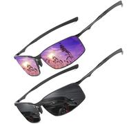 LEDING&BEST Lunettes de soleil Pilote polarisées hommes femmes Extérieur Léger Cadre métallique Pêche Golf Conduite Élégant Rétro lunettes Anti-Reflets Cat 3 CE