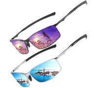 LEDING&BEST Lunettes de soleil Pilote polarisées hommes femmes Extérieur Léger Cadre métallique Pêche Golf Conduite Élégant Rétro lunettes Anti-Reflets Cat 3 CE