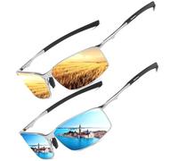 LEDING&BEST Lunettes de soleil Pilote polarisées hommes femmes Extérieur Léger Cadre métallique Pêche Golf Conduite Élégant Rétro lunettes Anti-Reflets Cat 3 CE