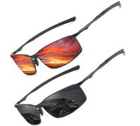 LEDING&BEST Lunettes de soleil Pilote polarisées hommes femmes Extérieur Léger Cadre métallique Pêche Golf Conduite Élégant Rétro lunettes Anti-Reflets Cat 3 CE