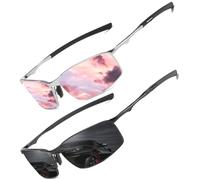 LEDING&BEST Lunettes de soleil Pilote polarisées hommes femmes Extérieur Léger Cadre métallique Pêche Golf Conduite Élégant Rétro lunettes Anti-Reflets Cat 3 CE