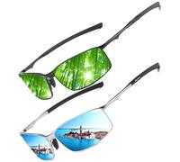 LEDING&BEST Lunettes de soleil Pilote polarisées hommes femmes Extérieur Léger Cadre métallique Pêche Golf Conduite Élégant Rétro lunettes Anti-Reflets Cat 3 CE