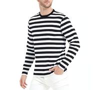 LEDING&BEST T-Shirt Stretch Rayé à Manches Longues Homme Manches Longues Tee Shirt Marinière avec Ses Rayures/Décontractées Chic Classique Tops
